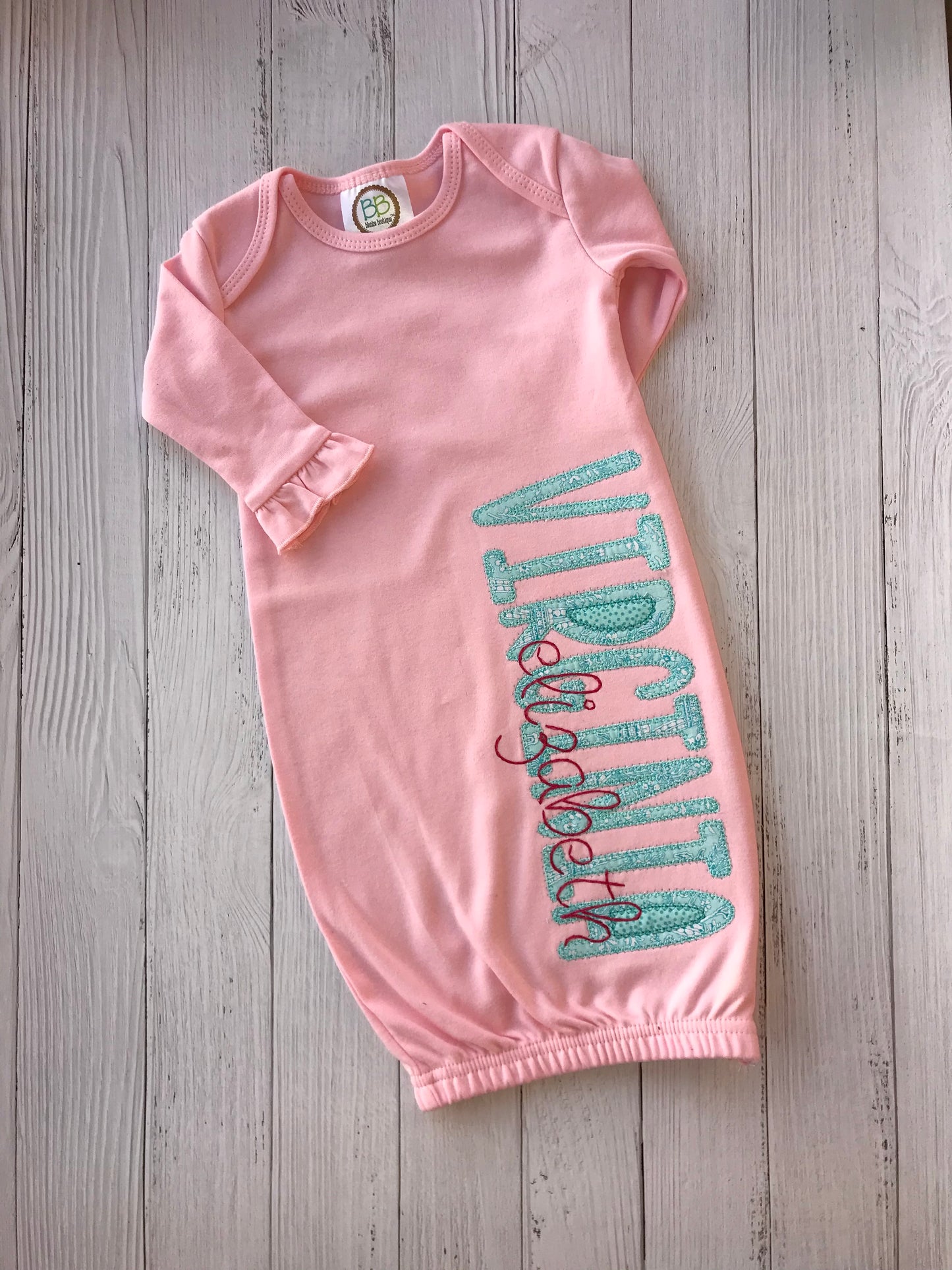 Custom Name Applique Baby Gown