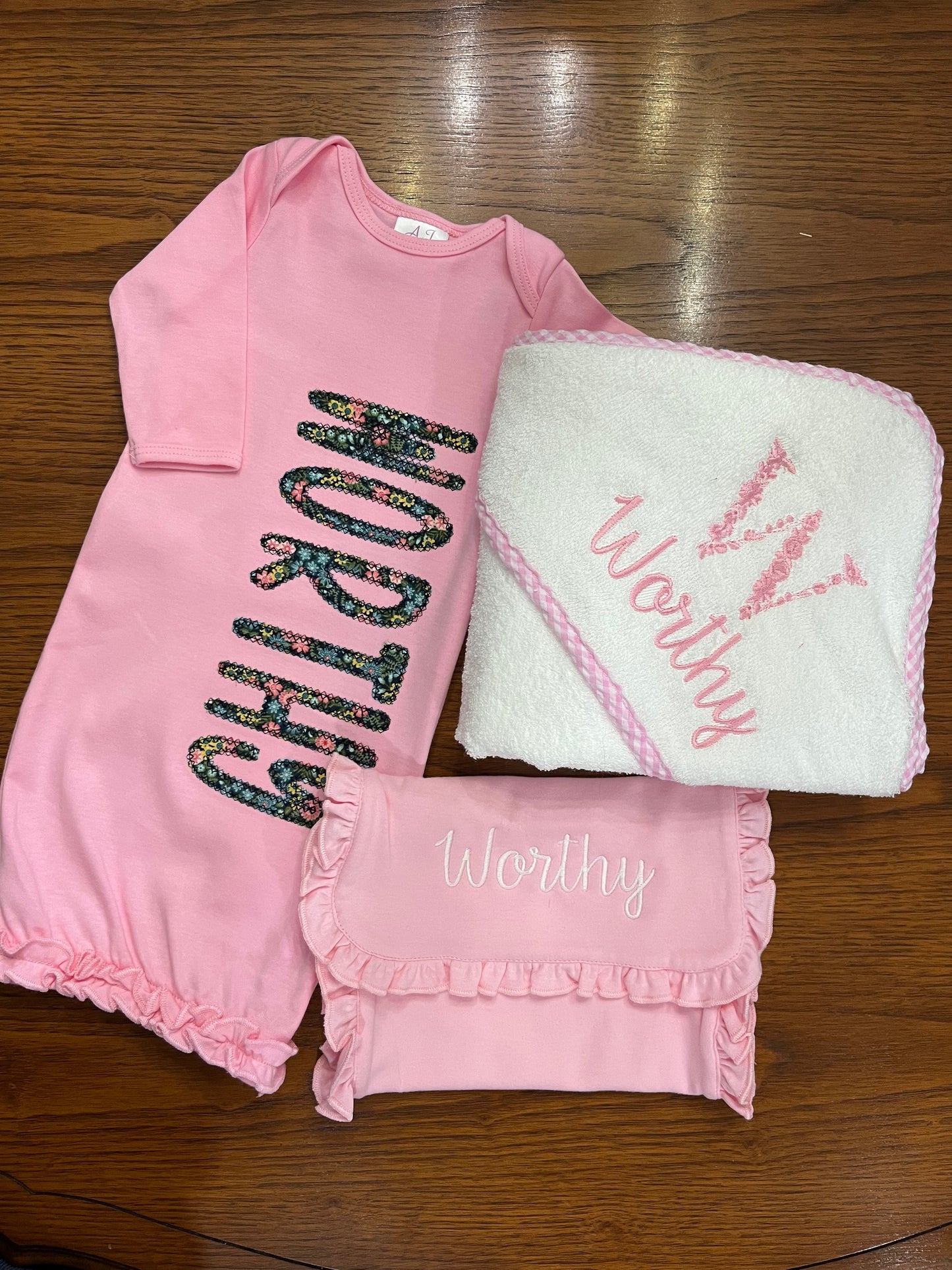 Custom Name Applique Baby Gown