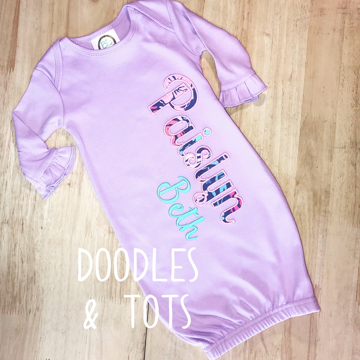 Custom Name Applique Baby Gown
