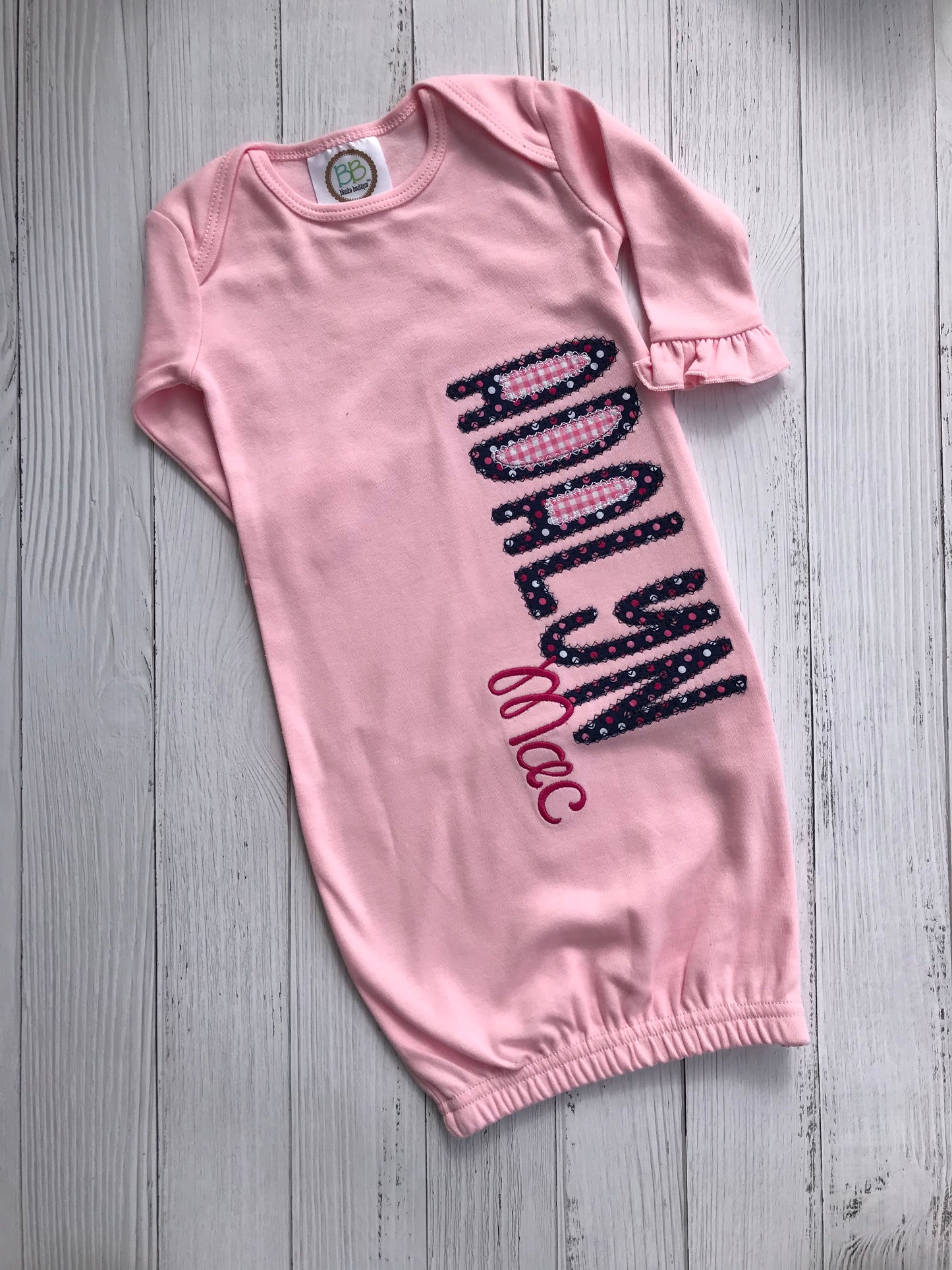 Custom Name Applique Baby Gown