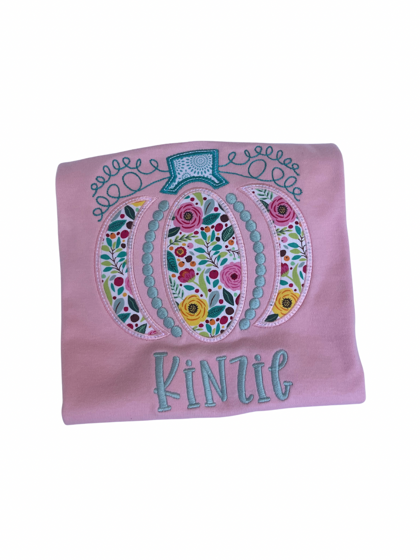 Girls Beaded Pumpkin Applique Shirt