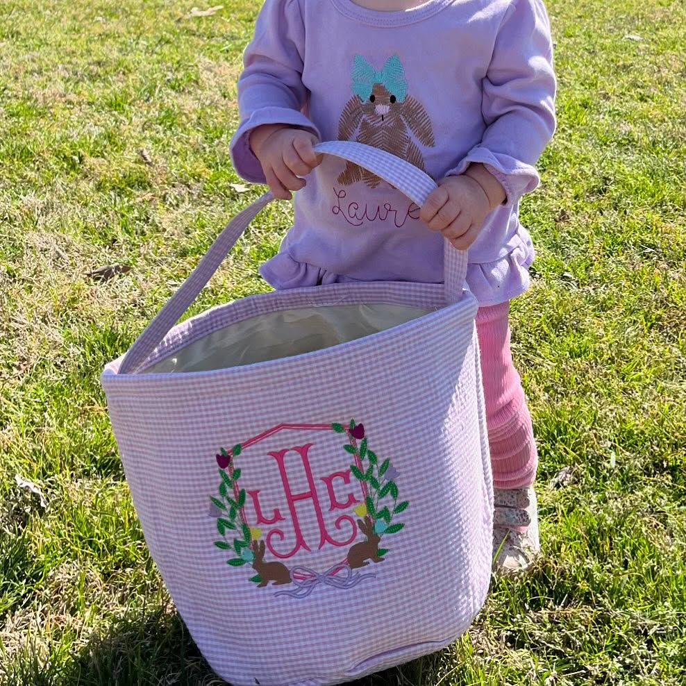 Gingham Easter Bucket with Personalized Name