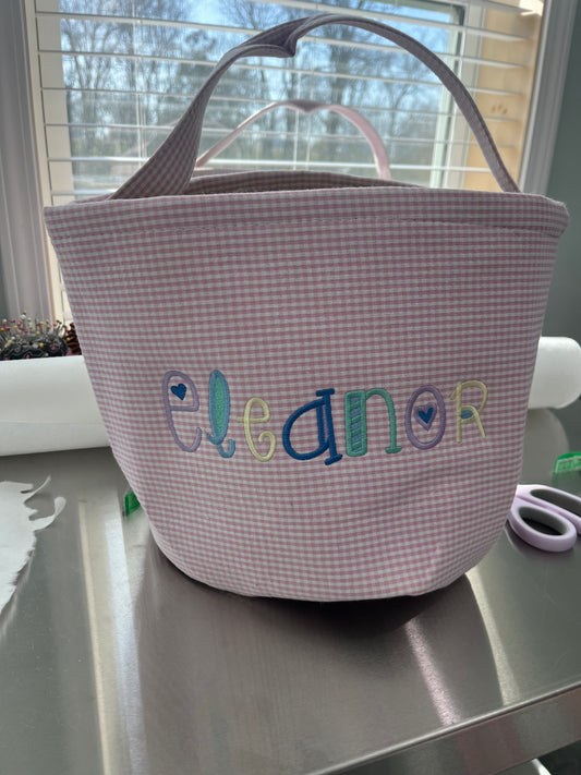 Gingham Easter Bucket with Personalized Name