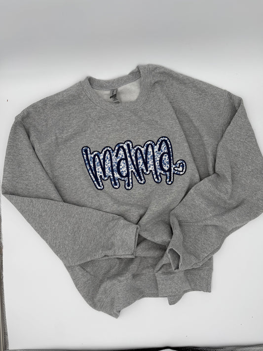 Blue and White Floral Mama Sweatshirt