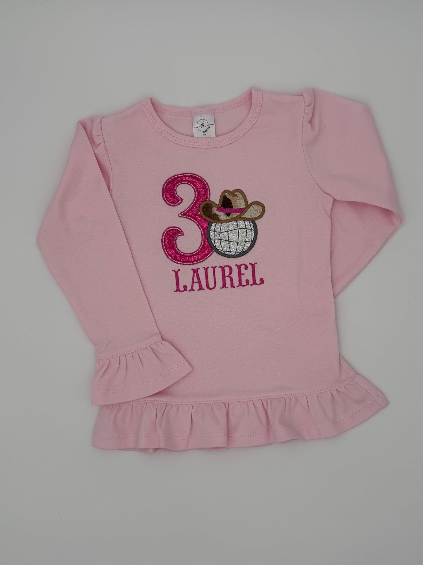 Disco Cowgirl Birthday Girl Applique Shirt