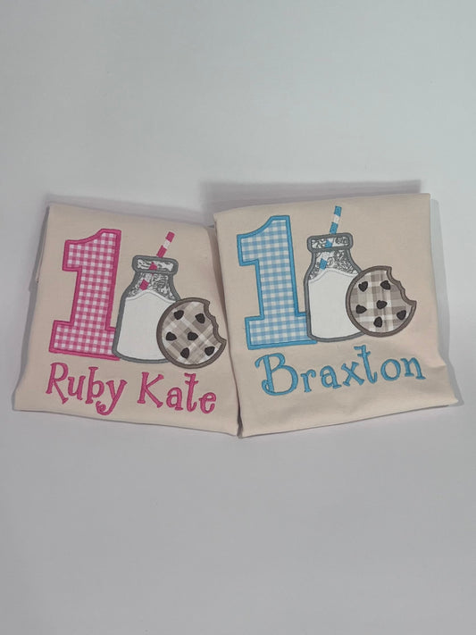 Milk and Cookies Birthday Applique Shirt