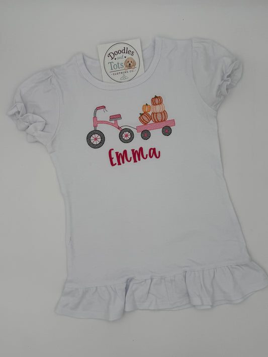 Tricycle Pumpkin Personalized Children's Shirt