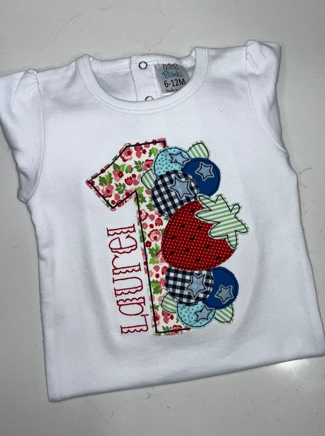 Berry First Birthday Applique Shirt